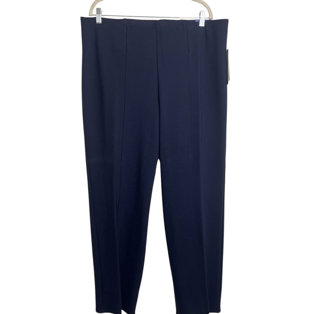 Slim Factor by Investments Slim Straight Pants 2X Navy Pull On NWT